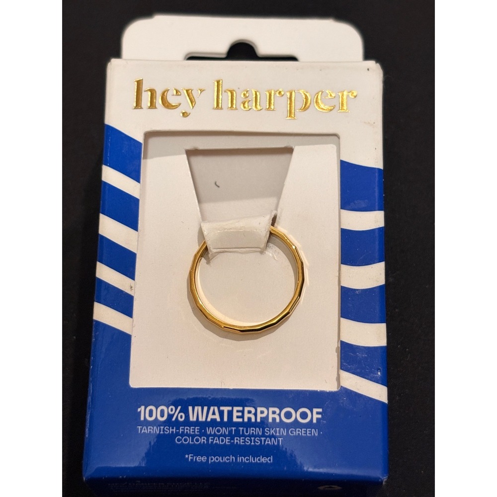 Hey Harper Disco Ring Gold Tone Waterproof Tarnish Free Faceted Band Size 8